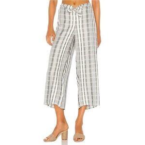 L Space Wide Leg Pants Grey Stripe Front Tie Closure Summer Coastal Beach Small